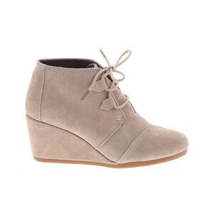 Tom’s Women's Taupe Suede Lace-Up Wedge Ankle Boot Size 7.5